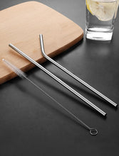 Load image into Gallery viewer, 3pcs Stainless Steel Straw &amp; Brush Set
